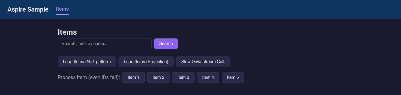 The app with the new search input dark