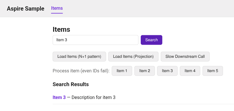 Search results: Item 3 working correctly